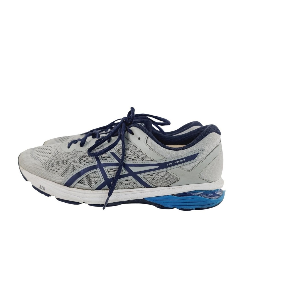 ASICS Mesh Synthetic Leather, Rubber Athletic Shoes Men Size 12.5 Gray Navy Blue